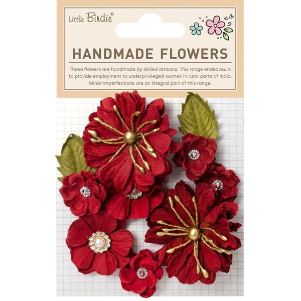 Little Birdie - Handmade Flowers - Liora - Cardinal Red - 10 stk