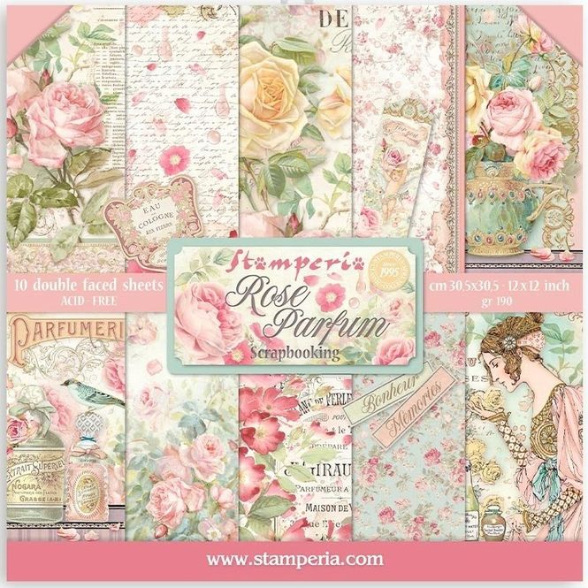 Hovedbilde Stamperia - 12x12 Paper Pack - 125 - Rose Parfum