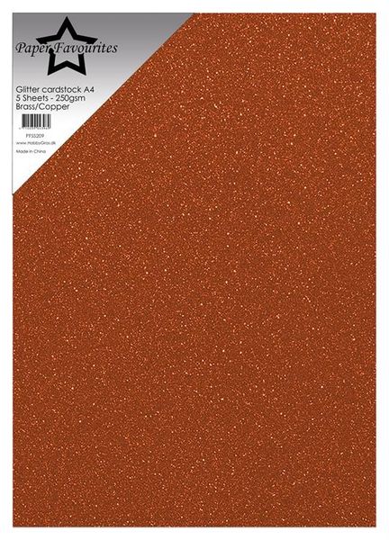 Paper Favourites - A4 - Glitter Cardstock - 209 - Brass/Copper - 5pk
