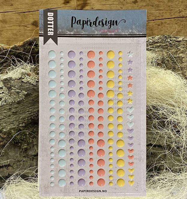 Hovedbilde Papirdesign - PD976 - Dotter - Lyse farger (blå, lilla, rosa & gul) - 163 stk